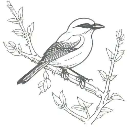 shrike on a thorne bush tattoo design idea