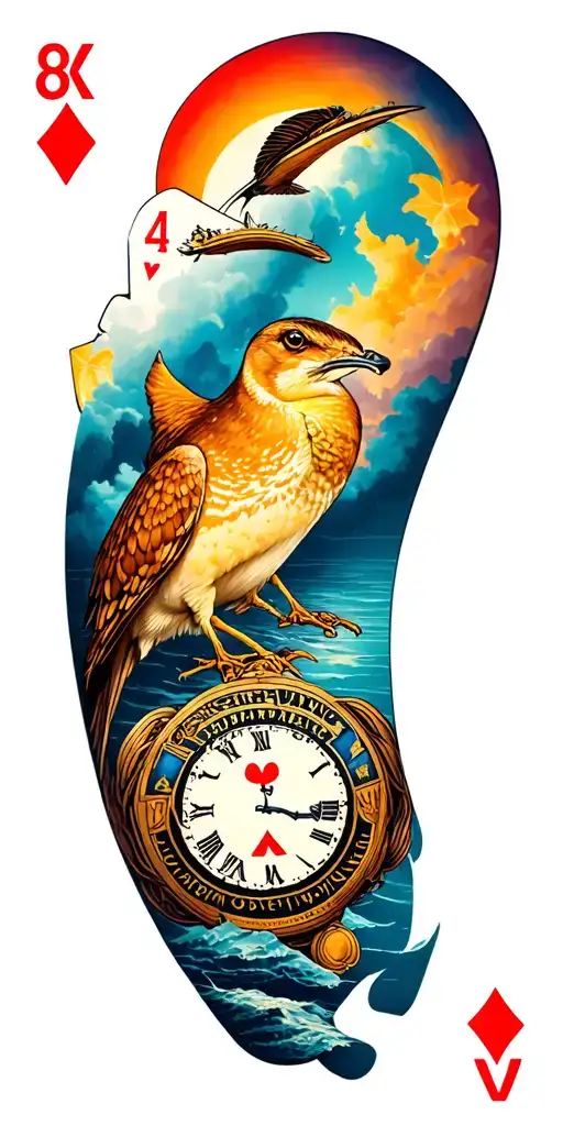 Australia, playing cards, Time, travel tattoo tattoo design idea