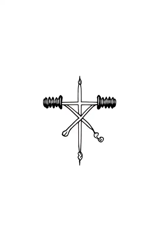 Cross vegan barbell intertwined tattoo design idea