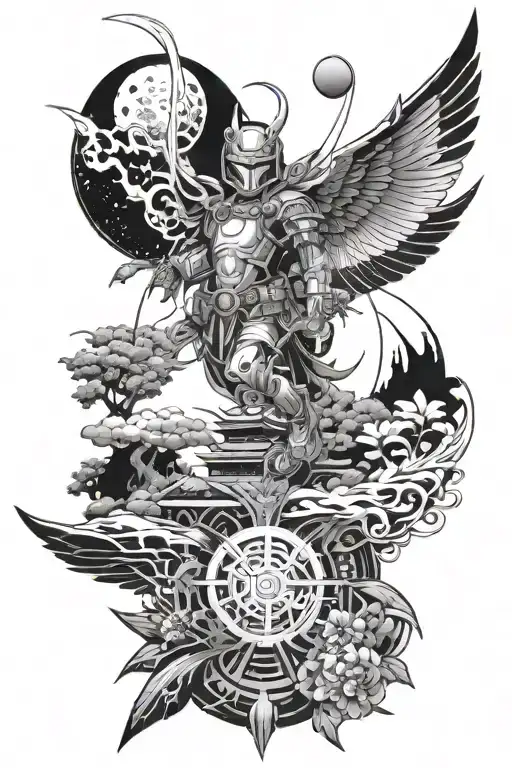 sci-fi with japanese influence tattoo tattoo design idea