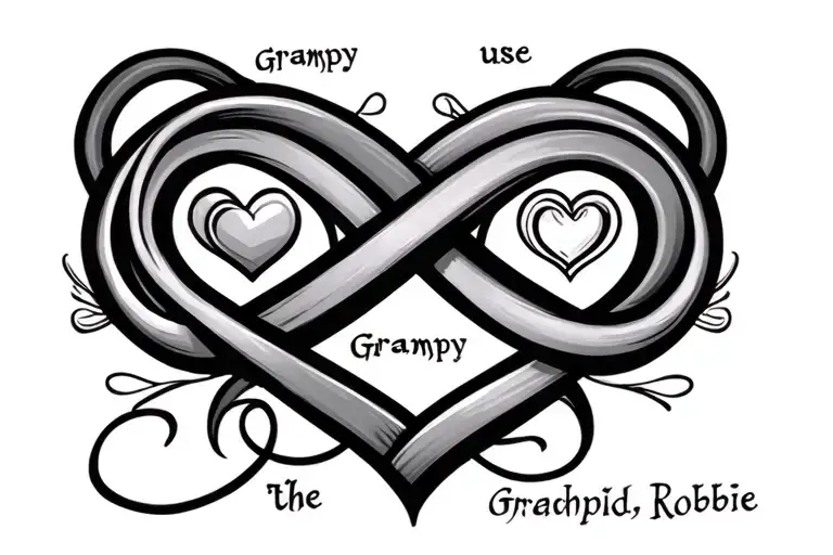 use the names Grampy and Robbie with an infinity symbol and a heart tattoo design idea