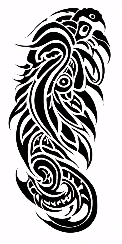 tribal sleeve with turtle tattoo design idea