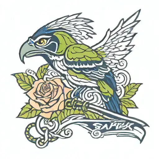 tina april 30 seattle seahawks logo tattoo design idea