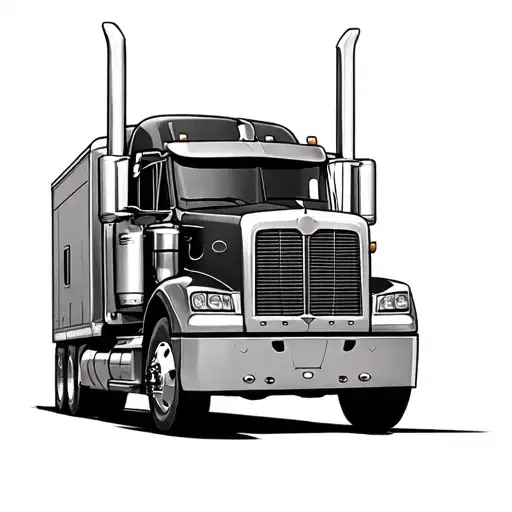 semi truck, eagle soaring, lion face tattoo design idea