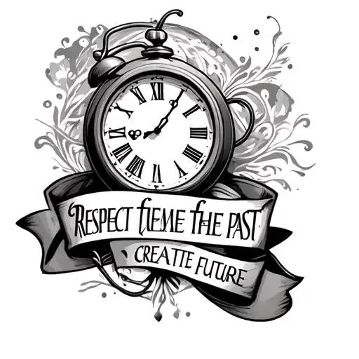 tattoo with the phrase ( Respect the past and create the future) with a clock tattoo design idea