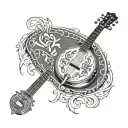 5 string banjo tattoo design idea