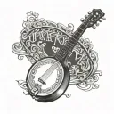 5 string banjo tattoo design idea