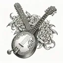 5 string banjo tattoo design idea