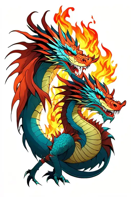 ran and shaw the fire dragons from avatar the last Airbender tattoo design idea