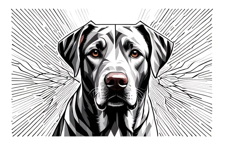 labrador dog with geometric design combining elements tattoo design idea