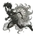 silhouette of a running man in a time loop tattoo design idea