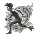 silhouette of a running man in a time loop tattoo design idea