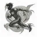 silhouette of a running man in a time loop tattoo design idea