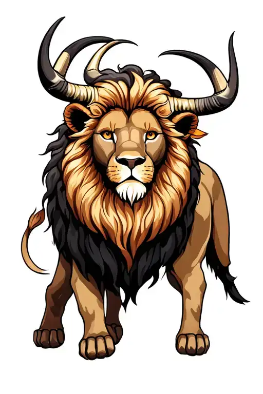 Lion + taurus zodiac sign tattoo design idea