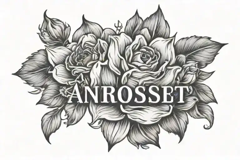 name amber with flower of narcissist flower tattoo design idea