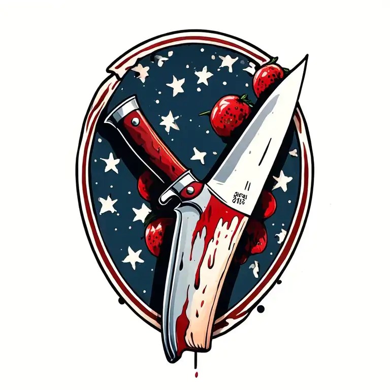bloody butcher knife tattoo design idea