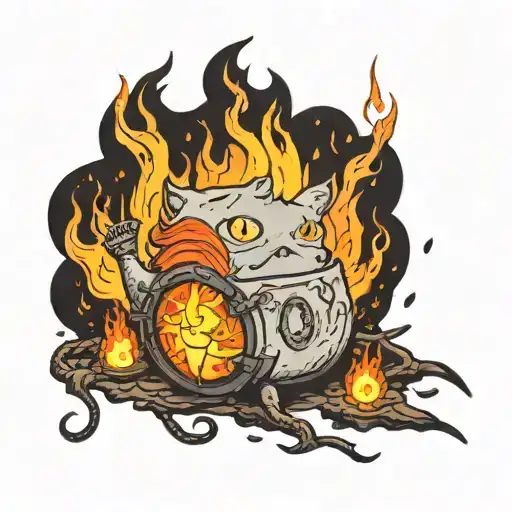 calcifer howls moving castle tattoo design idea