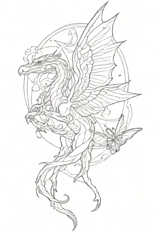 pegasus, butterfly, dragonfly, stingray, dragon, and wolf  tattoo design idea