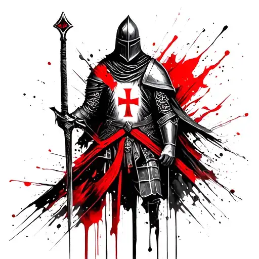 knight templar with a sword tattoo design idea