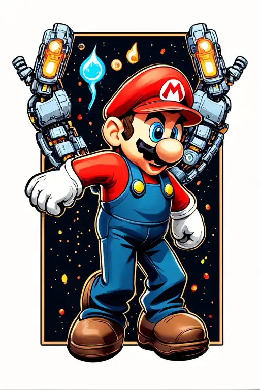 Super Mario. With his classic outfit and iconic jump. Show three lives, but only one should remain. The other two should be gone. I'll get it on my forearm, so it shouldn't be too big. tattoo design idea