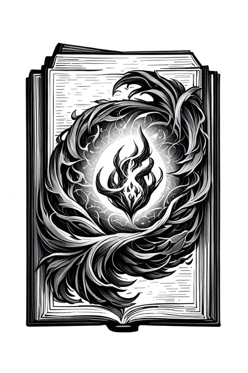 fantasy book with magic swirling tattoo design idea