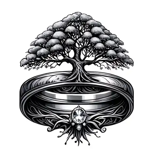 wedding rings family tree tattoo design idea