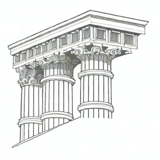 greek column split in half tattoo design idea