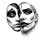 two face made tattoo design idea