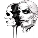 two face made tattoo design idea