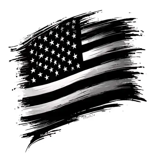 Black and white American flag and the stripes say quotes like “Semper Fi” and “ Do or Die” and “Always faithful” and “De tattoo design idea