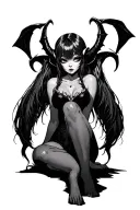 succubus anime girl sitting tattoo design idea