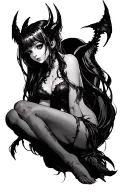 succubus anime girl sitting tattoo design idea