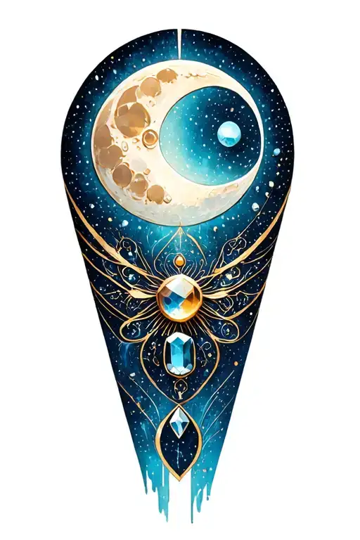 zodiac moon dust jewels tattoo design idea