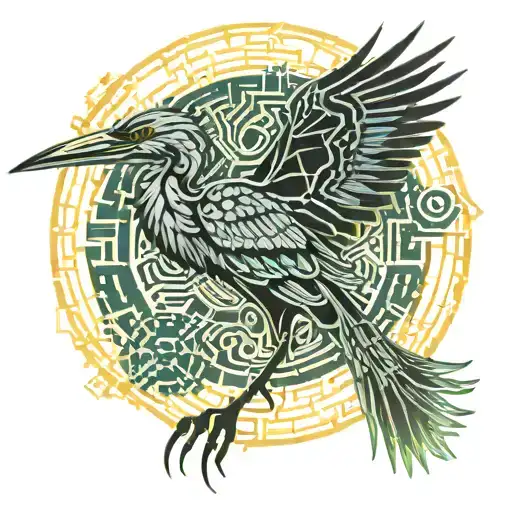 heron surrounded tattoo design idea