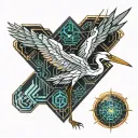 heron surrounded tattoo design idea