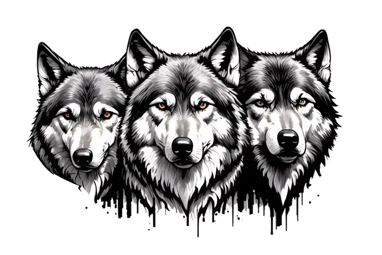 3 wolves facing different directions speak see hear no evil tattoo design idea