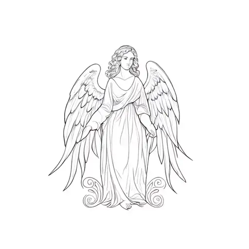 angel scroll saw pattern tattoo design idea