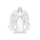 angel scroll saw pattern tattoo design idea