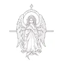 angel scroll saw pattern tattoo design idea