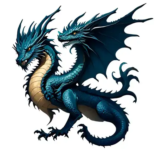 mythical dragon, Goddess Morrigan, phases of the moon, war, battle, prophecy  tattoo design idea