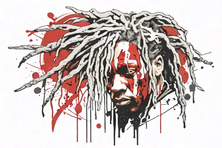 rapper with dreads his name is ken carson  tattoo design idea