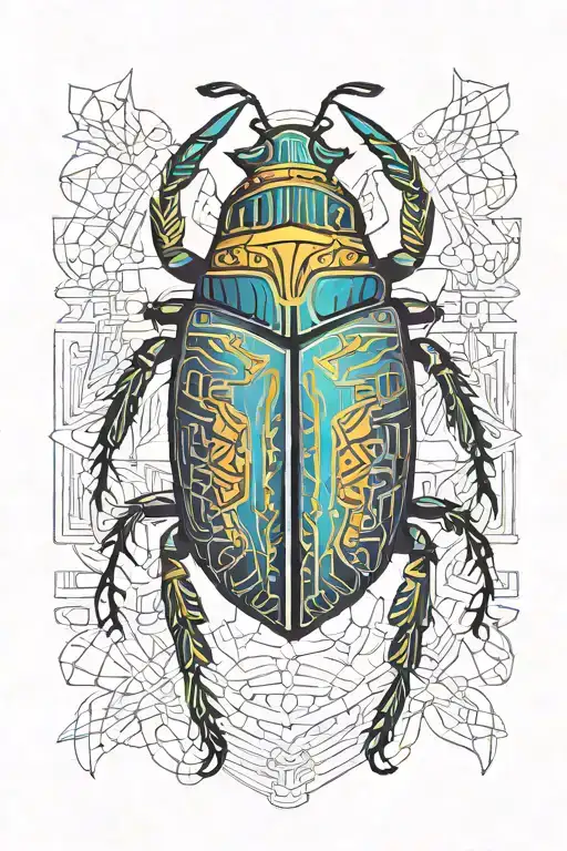 colored scarab beetle tattoo design idea
