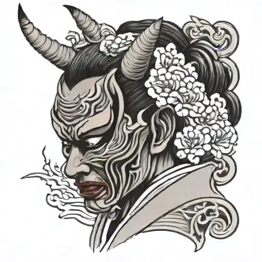 Crying Geisha Hannya Mask tattoo design idea
