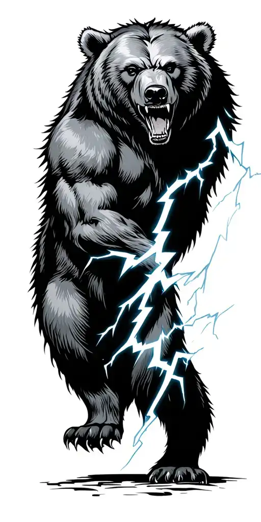 lightning bear tattoo design idea