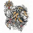 warriors lion tattoo design idea