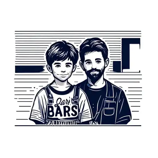 Electrician dad with two kids names Lars and hannah tattoo design idea