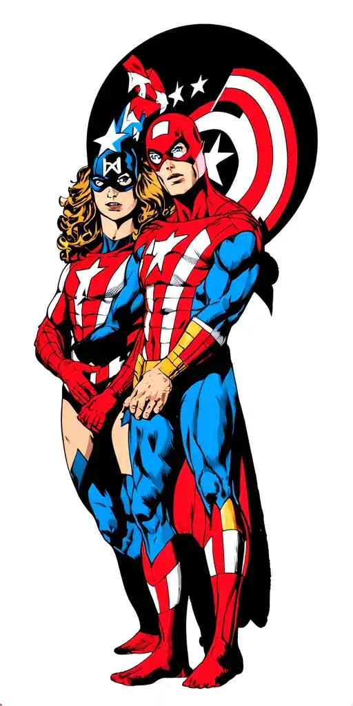 marvel superheroes posing together tattoo design idea
