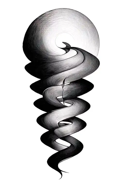 fibonacci spiral with linear elements representing the struggles of finding oneself after a breakup  tattoo design idea