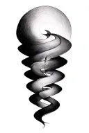 fibonacci spiral with linear elements representing the struggles of finding oneself after a breakup  tattoo design idea