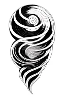 fibonacci spiral with linear elements representing the struggles of finding oneself after a breakup  tattoo design idea